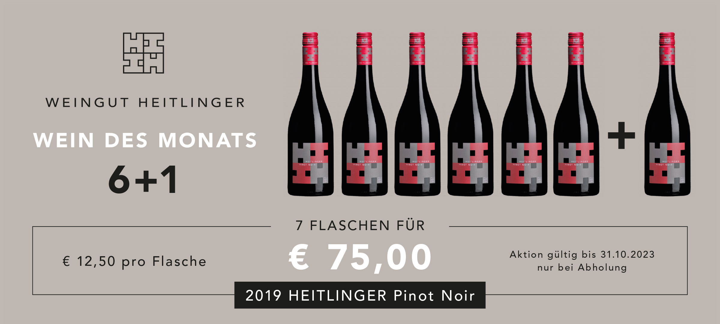 Wein des Monats Oktober 2023: 2019 Heitlinger Pinot Noir, 7 Flaschen für 75 €