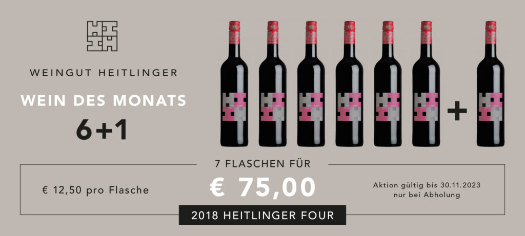 Wein des Monats November 2023: 2018 Heitlinger Four, 7 Flaschen für 75 €