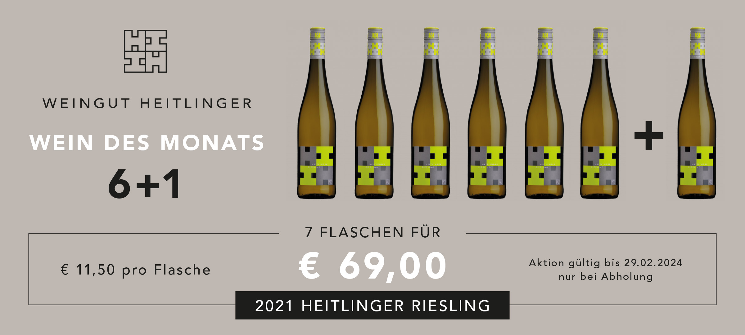 Wein des Monats Februar 2024: 2021 Heitlinger Riesling, 7 Flaschen für 69 €