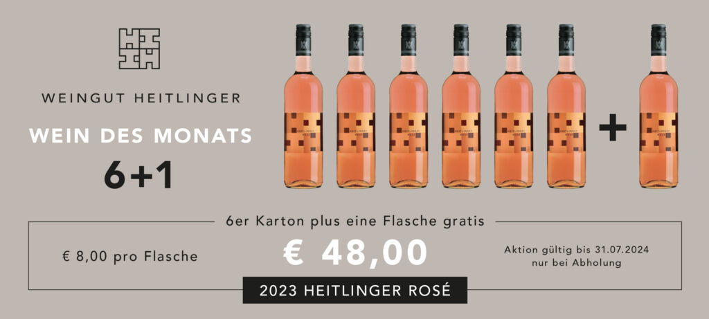 Wein des Monats Juli 2024: 2023 Heitlinger Rosé, 7 Flaschen für 48 €
