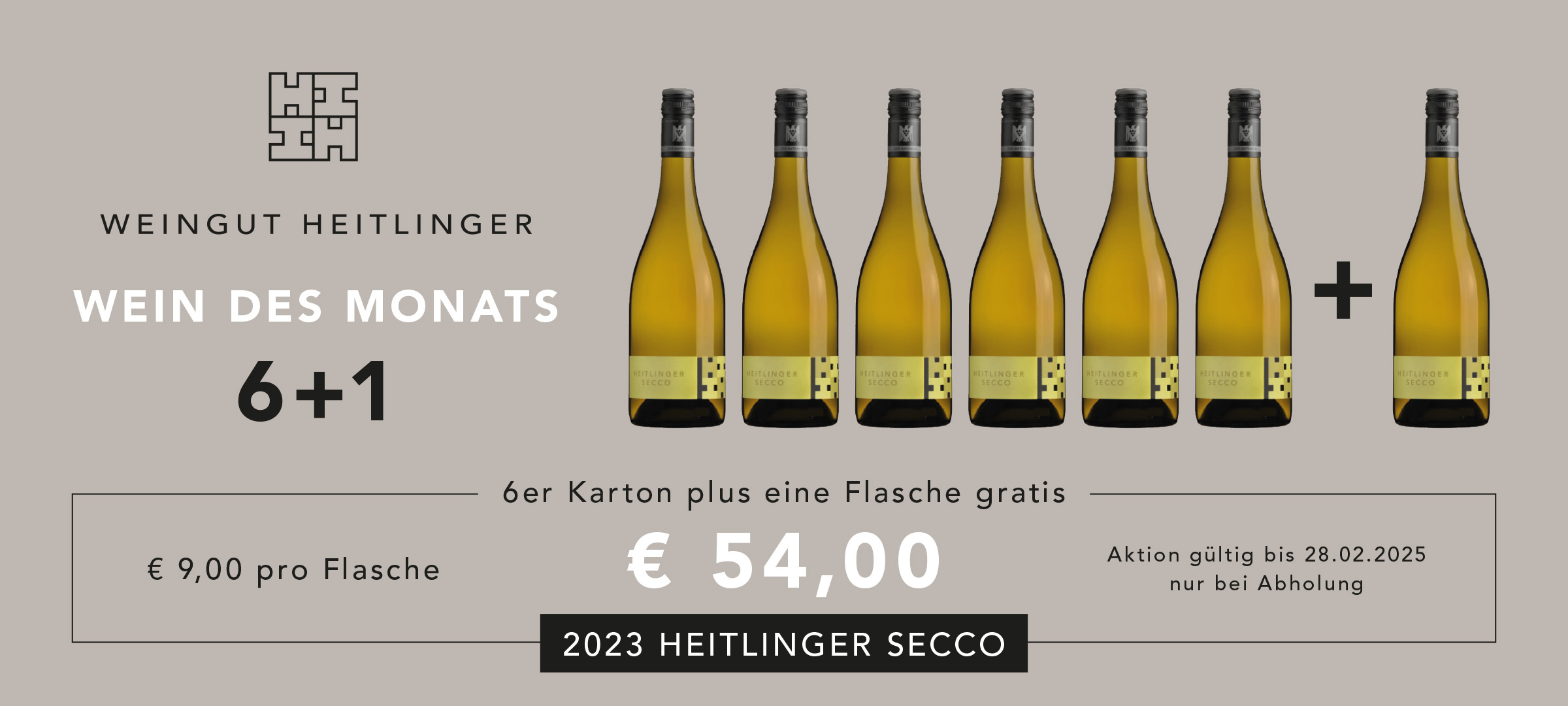 Wein des Monats Februar 2025: 2023 Heitlinger Secco, 7 Flaschen für 54 €