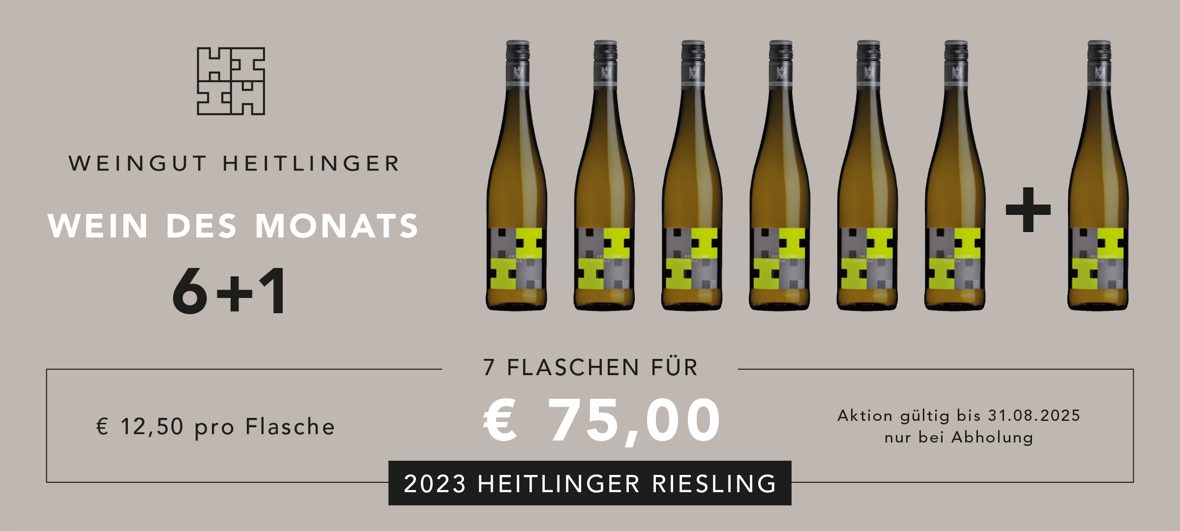 Wein des Monats August 2025: 2023 Heitlinger Riesling, 7 Flaschen für 75 €