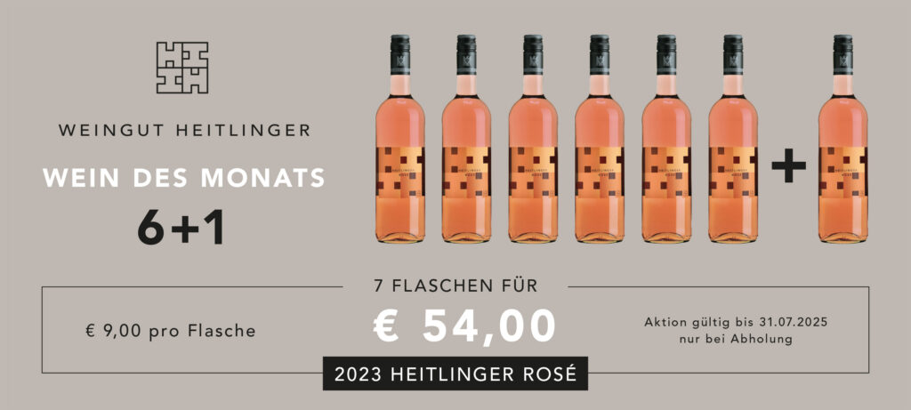 Wein des Monats Juli 2025: 2023 Heitlinger Rosé, 7 Flaschen für 54 €