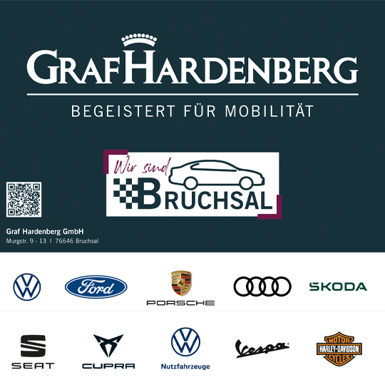 Anzeige Graf Hardenberg Bruchsal mit Logos der vertretenen Automarken